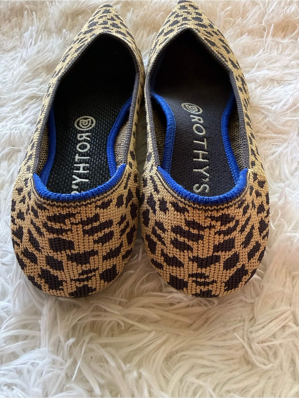 Rothy's Leopard-Print Pointed-Toe Flats in Tan and Black - Picture 3 of 5